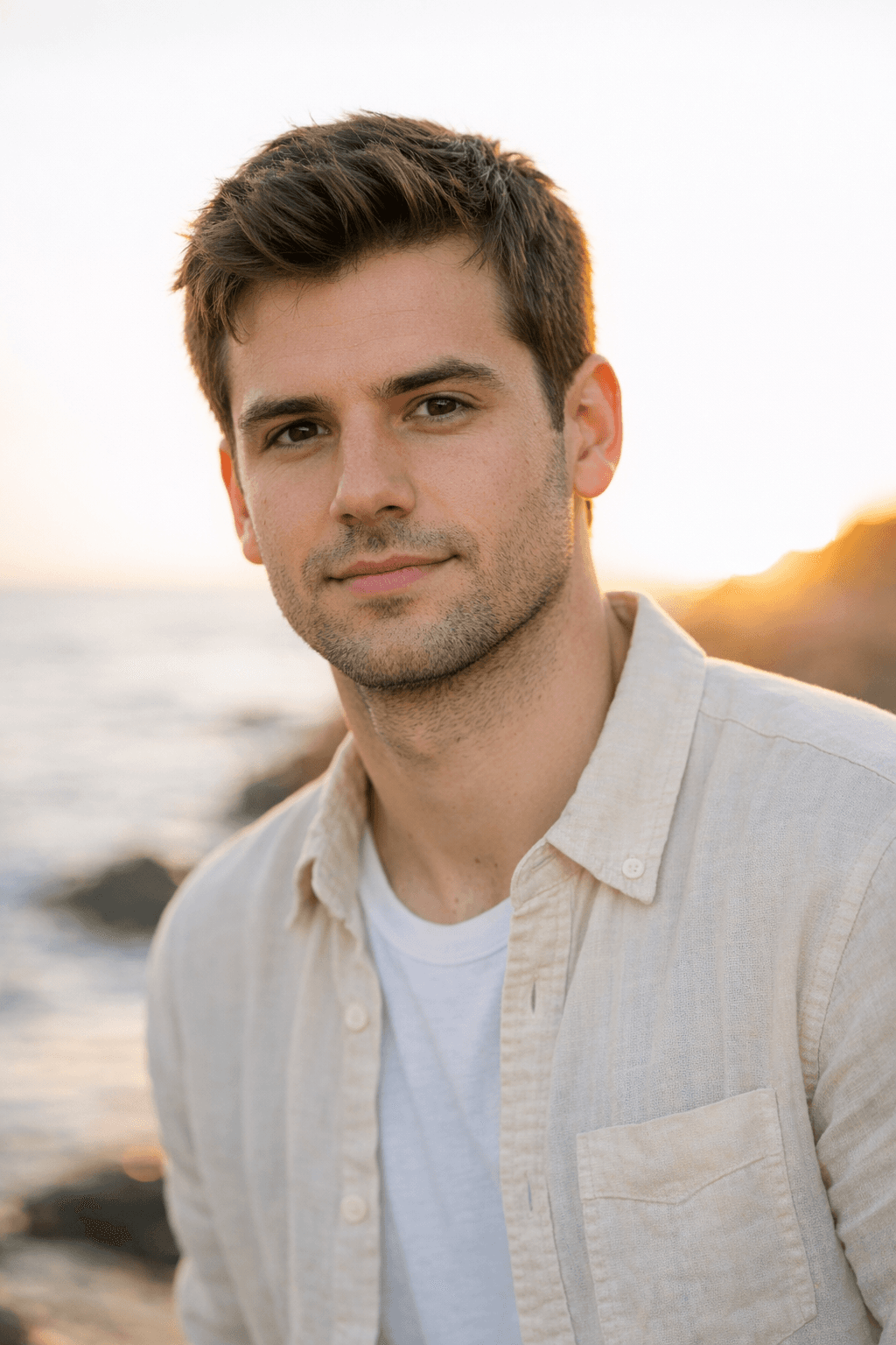 Handsome man looking confident in a casual urban setting